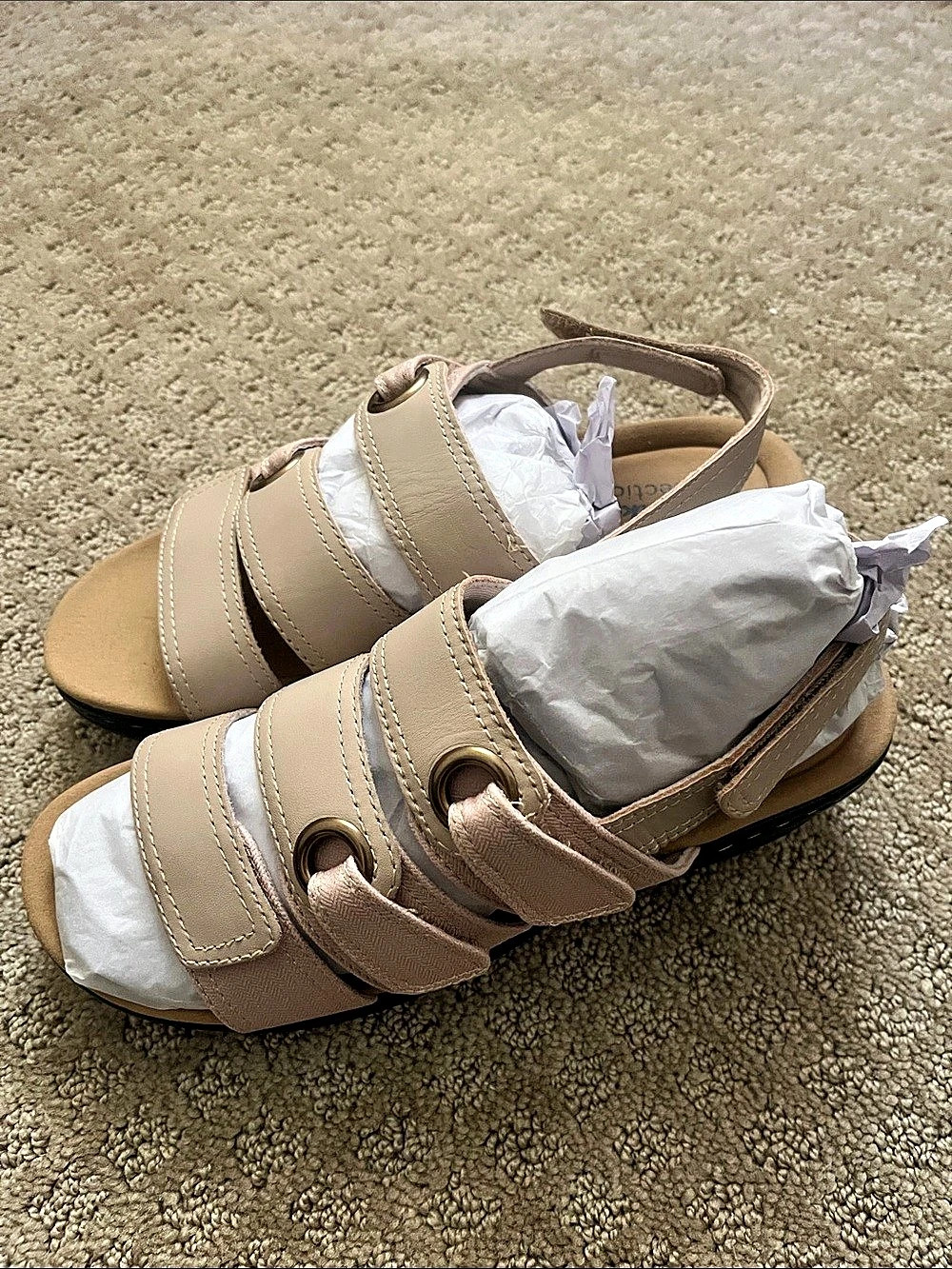 Clarks Merliah 2 Bali Leather Wedge Sandals Tan & Pink US 6.5W
